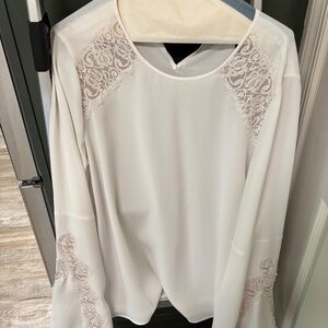 BCBG Max Asia blouse. White with lace accents